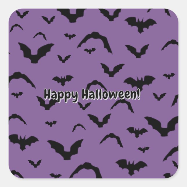 Flying Bats on Purple Quadratischer Aufkleber (Vorderseite)