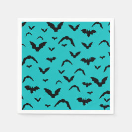 Flying bats on teal serviette