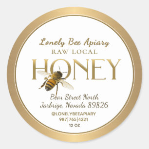 Flying Bee Raw Local Honey Label Weiß Runder Aufkleber