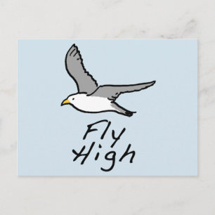 Flying Bird. Seagull in Flight Illustration. Postkarte