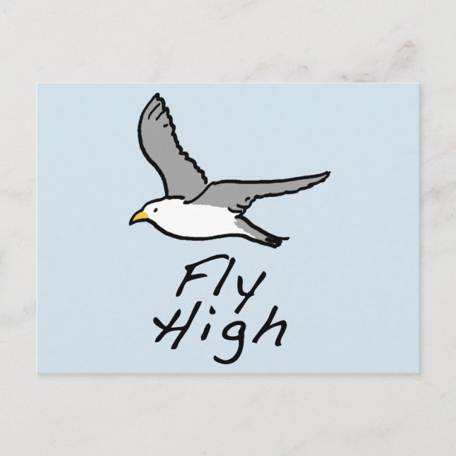 Flying Bird. Seagull in Flight Illustration. Postkarte (Vorderseite)