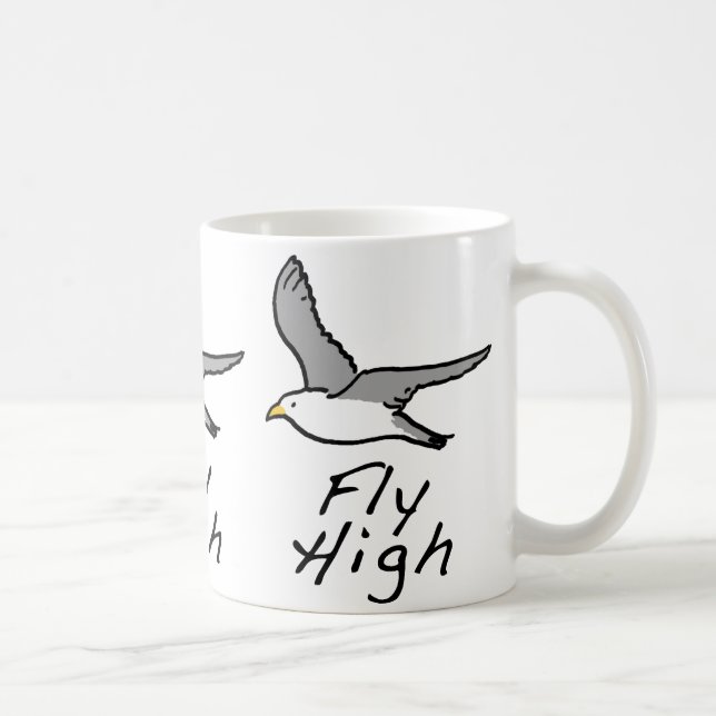 Flying Bird. Seagull in Flight Illustration. Tasse (Rechts)