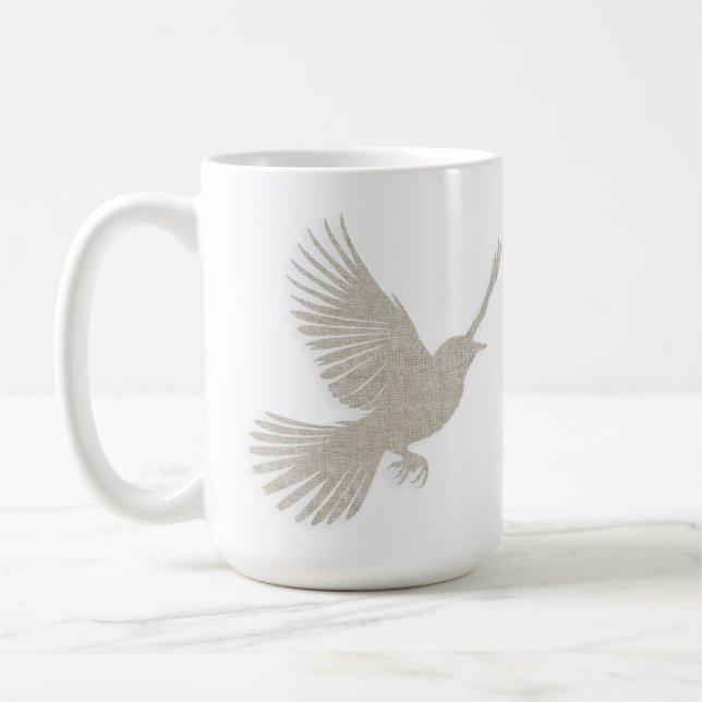 Flying Bird Silhouette Tan Linen Skandinavien Kaffeetasse (Links)