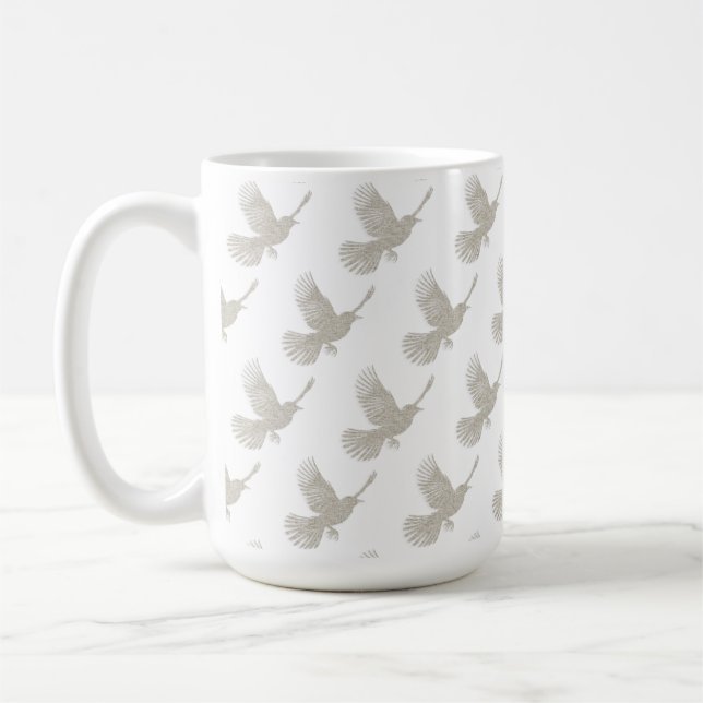 Flying Bird Tan Linen Skandinavisches Muster Kaffeetasse (Links)