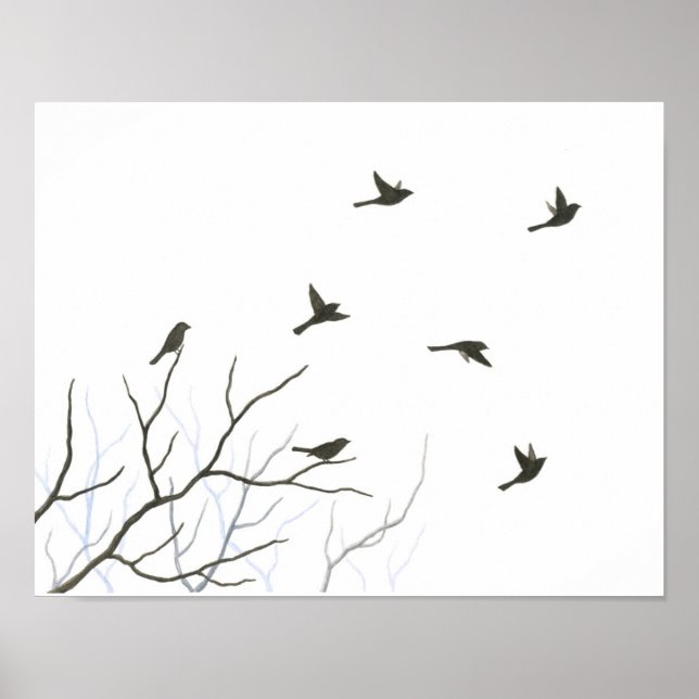 Flying Birds Silhouette Fine Art Print Poster (Vorne)