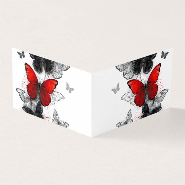 Flying Black and Red Morpho Butterfliegen (Vorderseite)