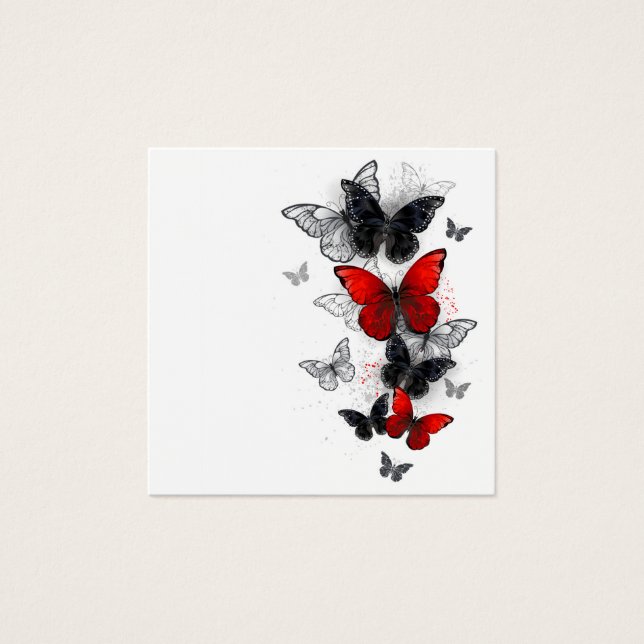 Flying Black and Red Morpho Butterfliegen (Vorderseite)