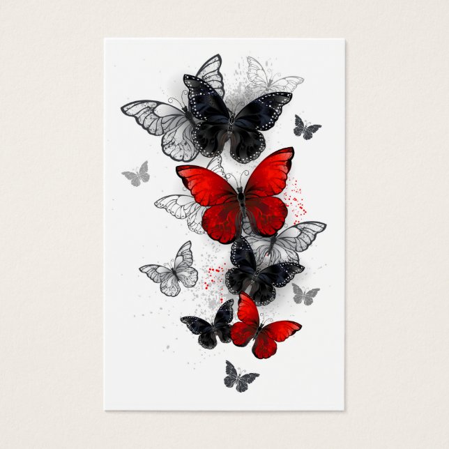 Flying Black and Red Morpho Butterfliegen (Vorderseite)