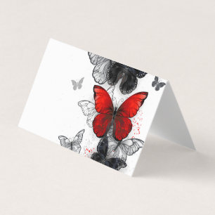 Flying Black and Red Morpho Butterfliegen