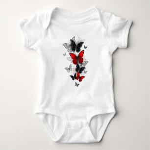Flying Black and Red Morpho Butterfliegen Baby Strampler