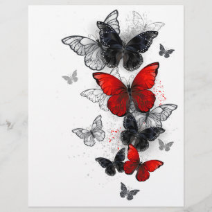 Flying Black and Red Morpho Butterfliegen Briefbogen
