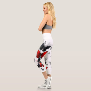 Flying Black and Red Morpho Butterfliegen Capri Leggings
