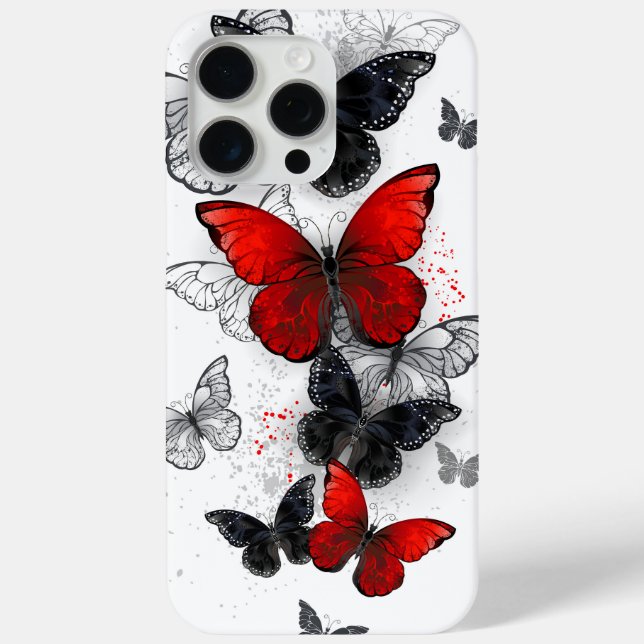 Flying Black and Red Morpho Butterfliegen Case-Mate iPhone Hülle (Rückseite)