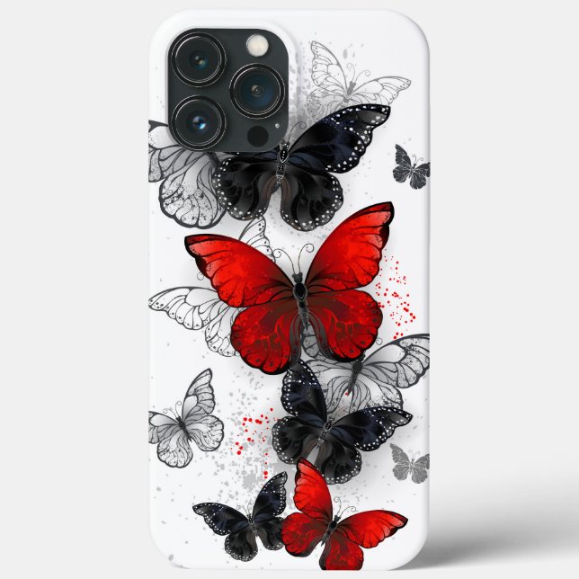 Flying Black and Red Morpho Butterfliegen Case-Mate iPhone Hülle (Rückseite)