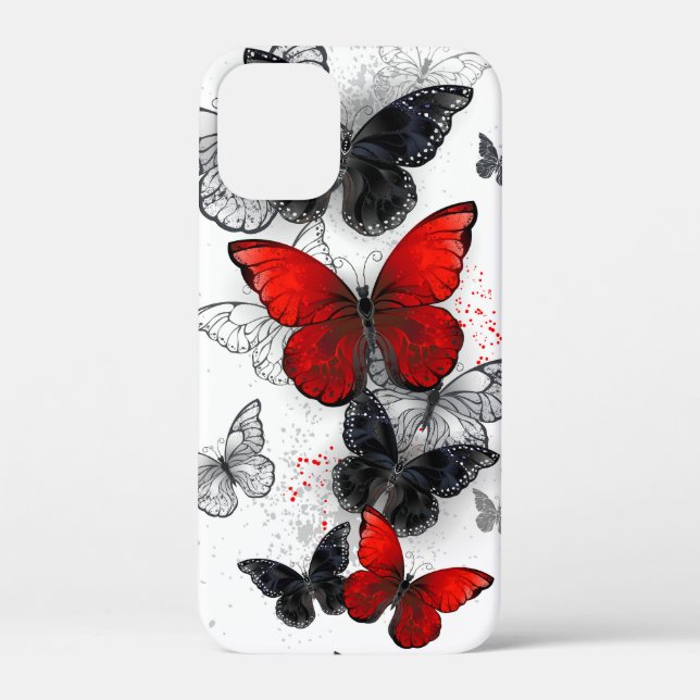 Flying Black and Red Morpho Butterfliegen Case-Mate iPhone Hülle (Rückseite)