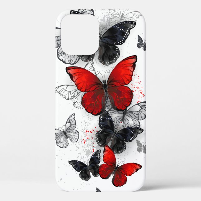 Flying Black and Red Morpho Butterfliegen Case-Mate iPhone Hülle (Rückseite)