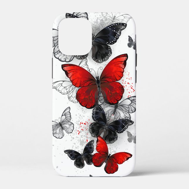 Flying Black and Red Morpho Butterfliegen Case-Mate iPhone Hülle (Rückseite)