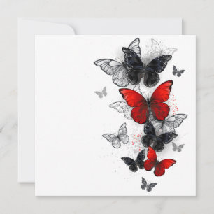 Flying Black and Red Morpho Butterfliegen Einladung