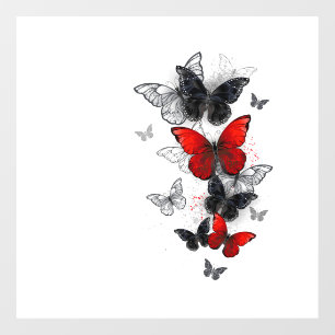 Flying Black and Red Morpho Butterfliegen Fensteraufkleber