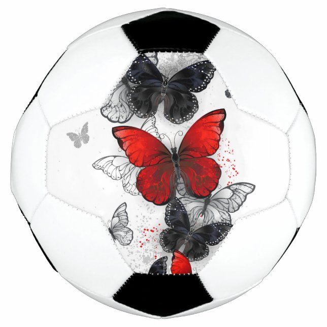 Flying Black and Red Morpho Butterfliegen Fußball (Vorderseite)