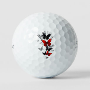 Flying Black and Red Morpho Butterfliegen Golfball