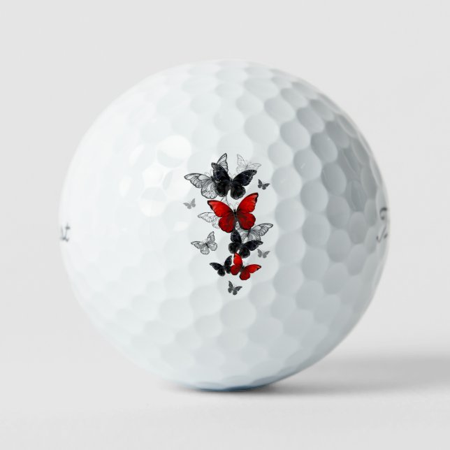 Flying Black and Red Morpho Butterfliegen Golfball (Vorderseite)