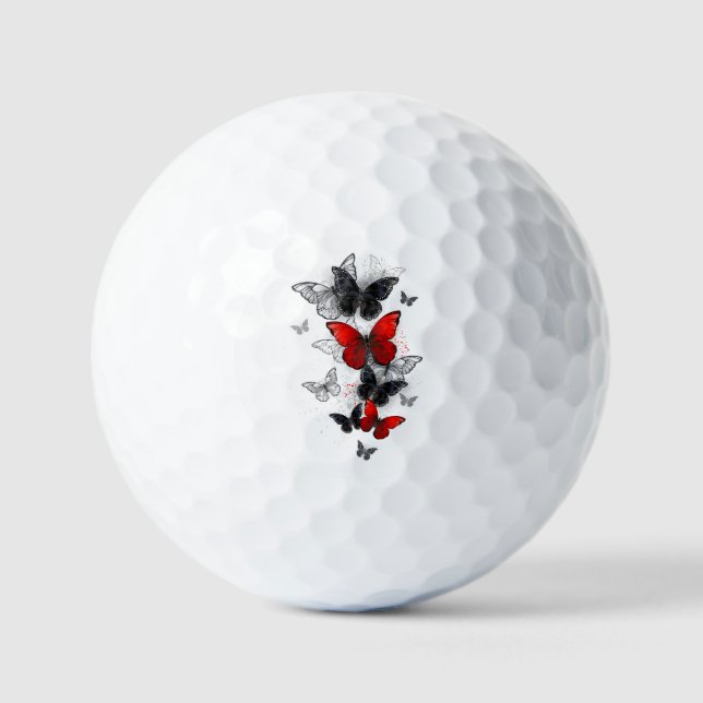 Flying Black and Red Morpho Butterfliegen Golfball (Vorderseite)