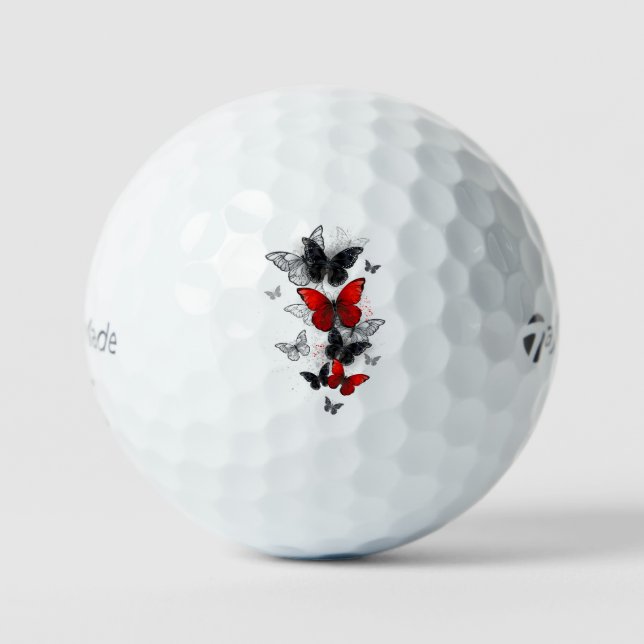 Flying Black and Red Morpho Butterfliegen Golfball (Vorderseite)
