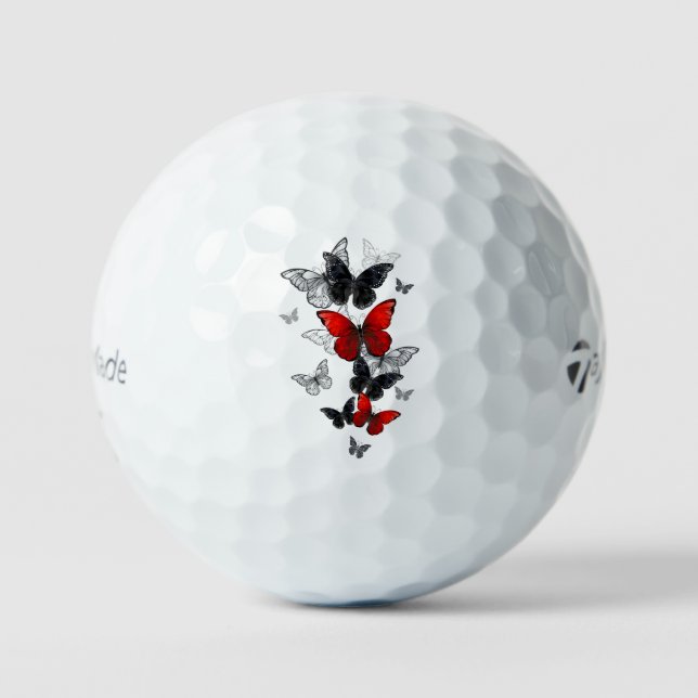 Flying Black and Red Morpho Butterfliegen Golfball (Vorderseite)