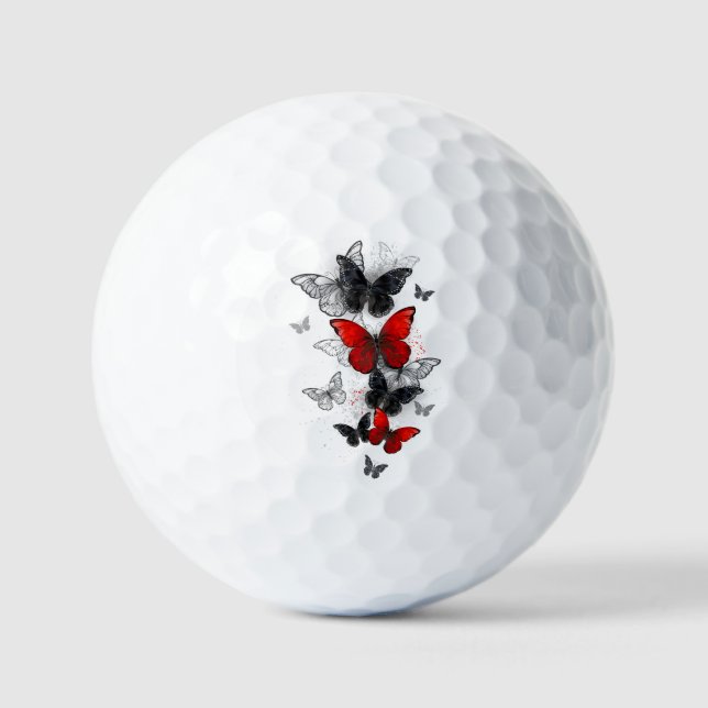 Flying Black and Red Morpho Butterfliegen Golfball (Vorderseite)