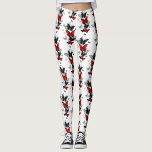 Flying Black and Red Morpho Butterfliegen Leggings