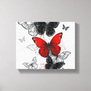 Flying Black and Red Morpho Butterfliegen Leinwanddruck