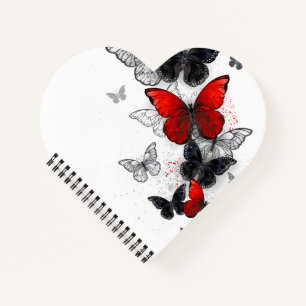 Flying Black and Red Morpho Butterfliegen Notizbuch