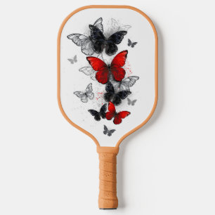 Flying Black and Red Morpho Butterfliegen Pickleball Schläger
