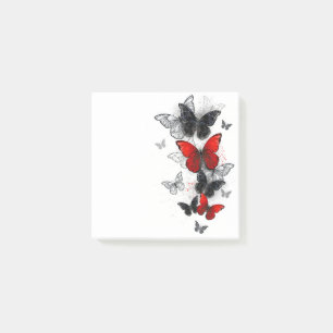 Flying Black and Red Morpho Butterfliegen Post-it Klebezettel
