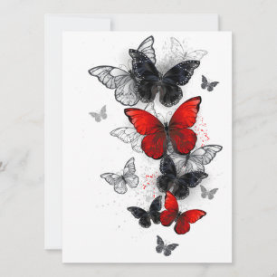 Flying Black and Red Morpho Butterfliegen Save The Date
