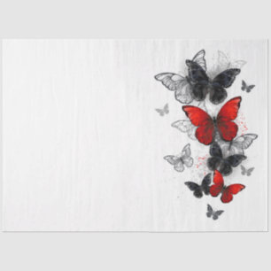 Flying Black and Red Morpho Butterfliegen Seidenpapier