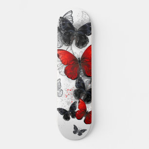 Flying Black and Red Morpho Butterfliegen Skateboard
