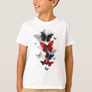 Flying Black and Red Morpho Butterfliegen T-Shirt