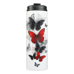 Flying Black and Red Morpho Butterfliegen Thermosbecher