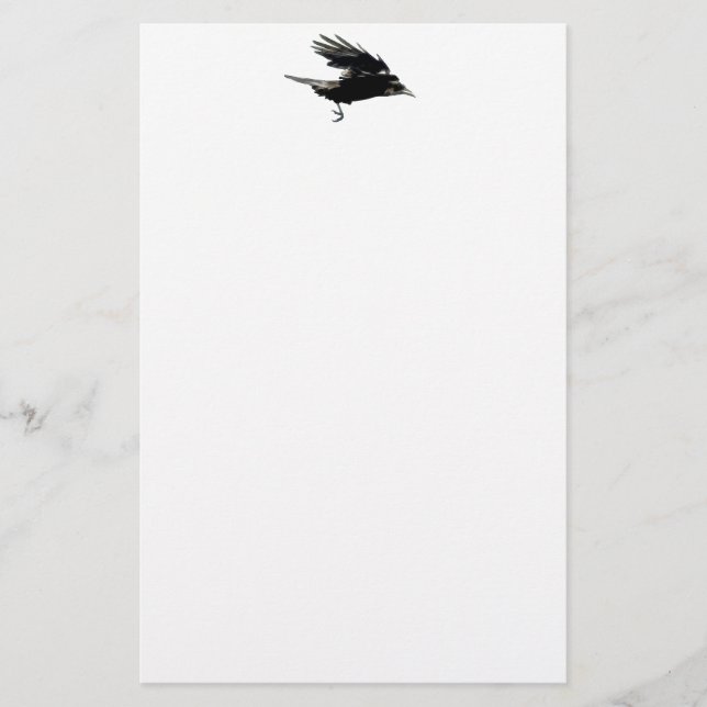 Flying Black Crow Wildlife Art Briefpapier (Vorderseite)