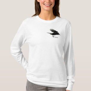 Flying Black CROW Wildlife Art Shirt