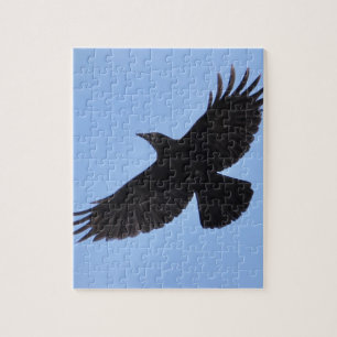Flying Black Raven Corvid Crow-Lover Foto Design Puzzle