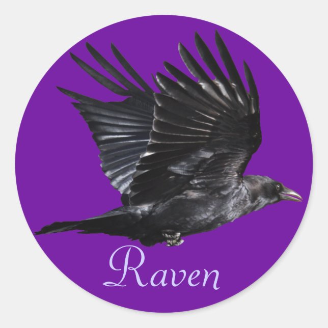 Flying Black Raven Corvid Crow-Lover Foto Design Runder Aufkleber (Vorderseite)