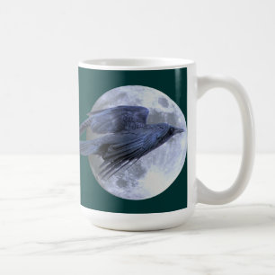 Flying Black Raven & Moon Celtic, Wiccan Tasse