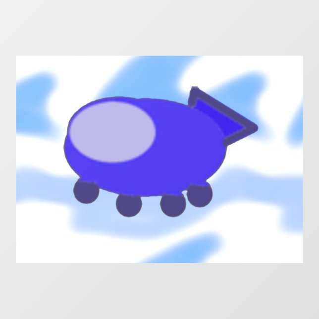 Flying Blue Spaceship Blue Sky Fensteraufkleber (Blatt)