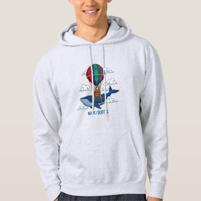Flying Blue Whale with Hot Air Balloon Hoodie (Vorderseite)