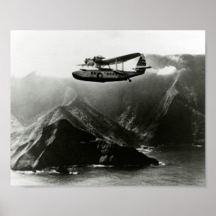 Flying Boat Aircraft über Hawaiian Islands Poster