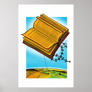 Flying Book Kite Poster