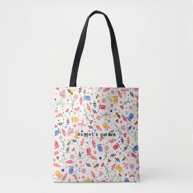 Flying Bugs n' Blossoms All-Over Tote Bag (Vorderseite)